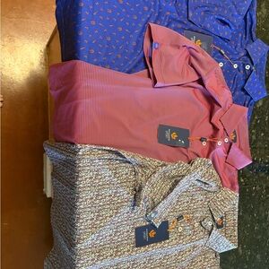 Stylish Men's Button Down Shirts - Blue, Red, and Brown